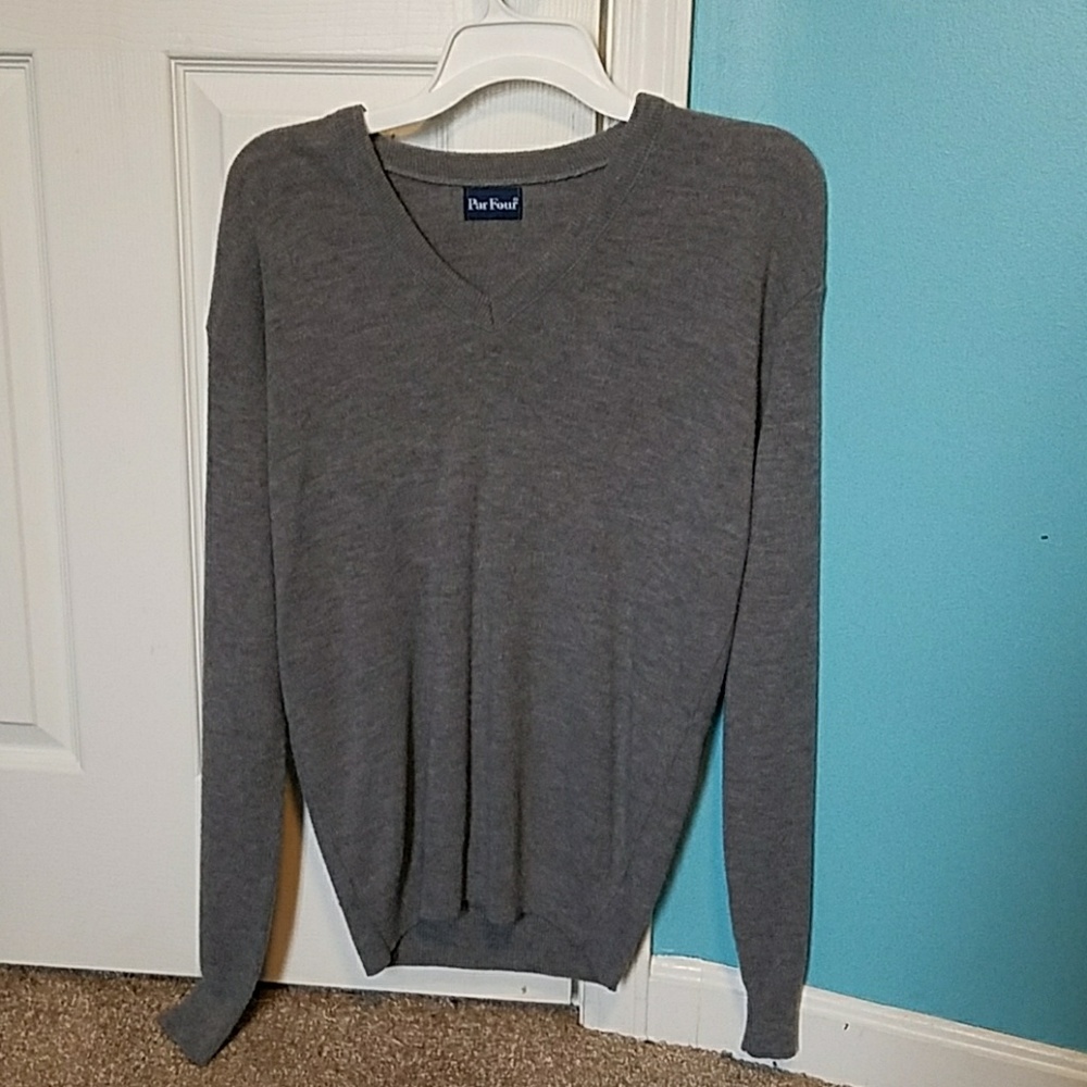 Men's grey v-neck sweater